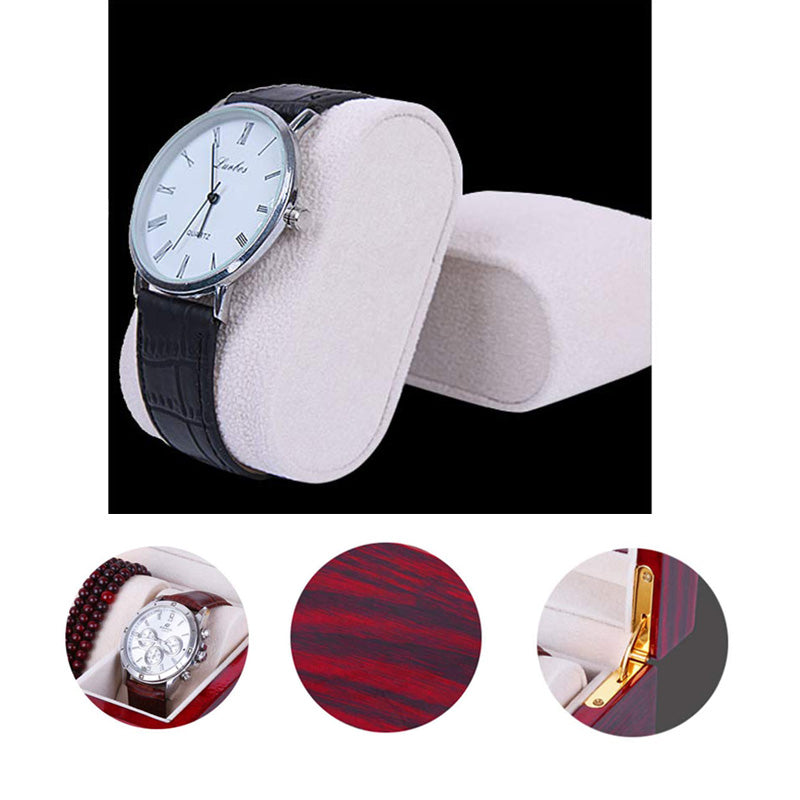 Mens 5 Grids Red Wood Watch Display Case Collection Storage Holder Wooden Box